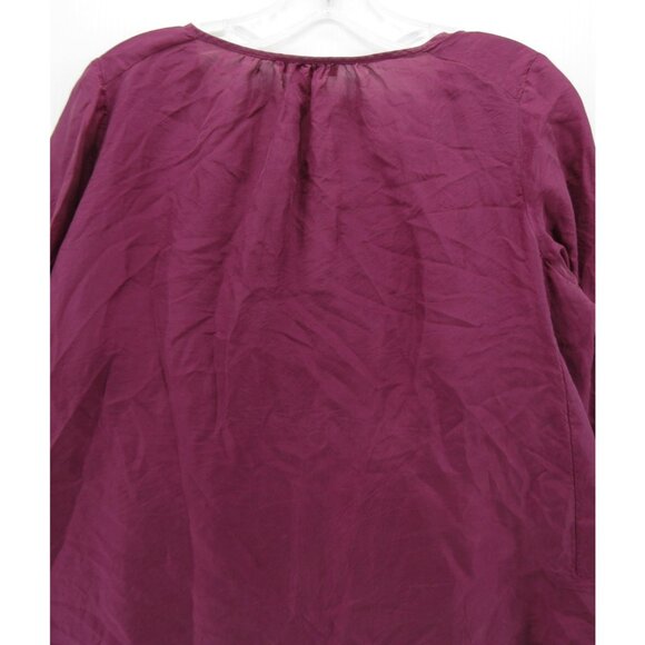 Sundance Top Medium Petites Silk Blouse Metallic Brocade Floral - Picture 7 of 9